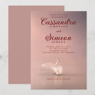 Romantic Pink Swan Wedding Invitation