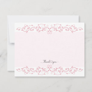 Romantic Pink Swirling Vines Floral "Thank You"  Card
