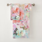 Romantic Pink Teal Watercolor Chic Floral Pattern