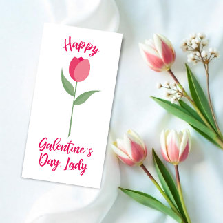 Romantic Pink Tulip Galentines Day Card