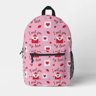 Romantic Pink Valentine Love Notes & Hearts Printed Backpack