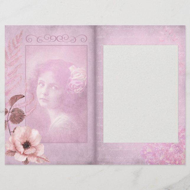 Romantic Pink Vintage Journal Scrapbook Page (Front)