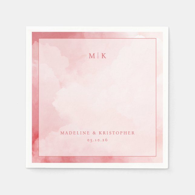 Romantic Pink Watercolor Clouds Napkin (Front)