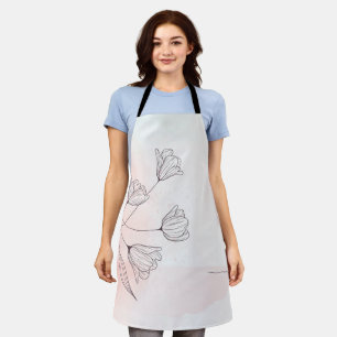 Romantic Pink Watercolor Floral Apron