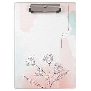 Romantic Pink Watercolor Floral Clipboard