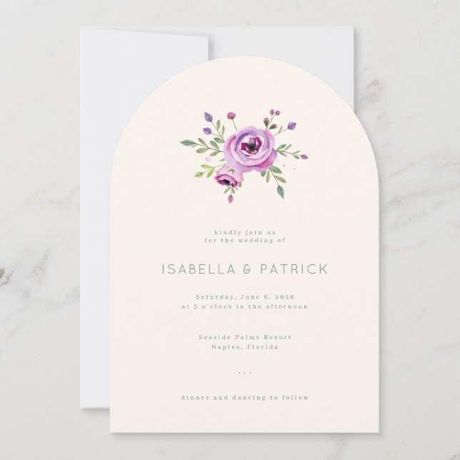 Romantic Pink Watercolor Floral Invitation (Front)