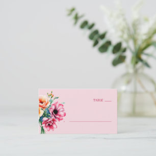 Romantic Pink Watercolor Floral Place Card