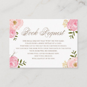 Romantic Pink Watercolor Flowers Book Request Card