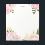 Romantic Pink Watercolor Flowers Notepad<br><div class="desc">A customisable floral notepad featuring watercolor illustrations of peonies,  roses,  baby's breath and foliage. This will be a perfect feminine accent for your office.</div>