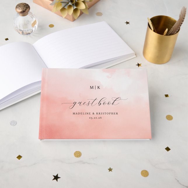 Romantic Pink Watercolor Guestbook (Front Open)