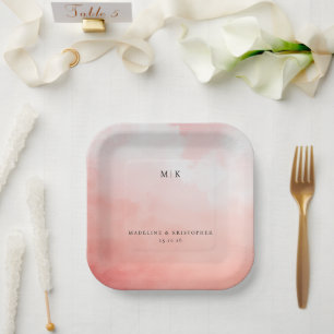 Romantic Pink Watercolor Paper Plate