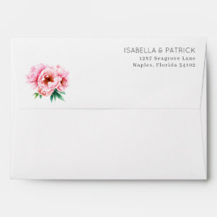 Romantic Pink Watercolor Peonies Envelope