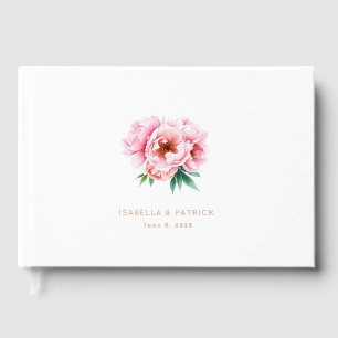 Romantic Pink Watercolor Peonies Guest Book