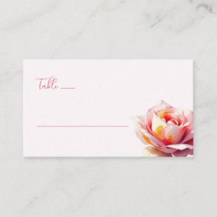 Romantic Pink Watercolor Rose Place Card