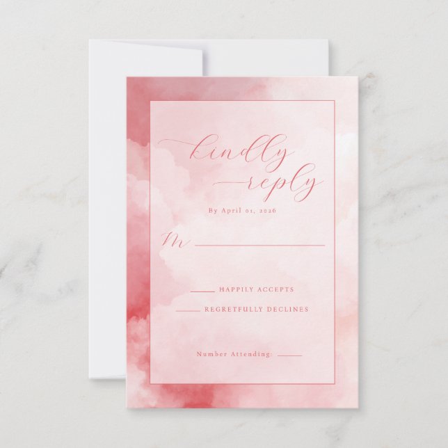 Romantic Pink Watercolor RSVP Card (Front)