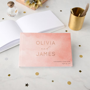 Romantic Pink Watercolor Stars Guest Book