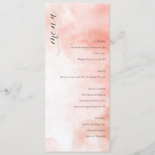 Romantic Pink Watercolor Wedding Menu