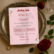 Romantic Pink Wedding Invitation.