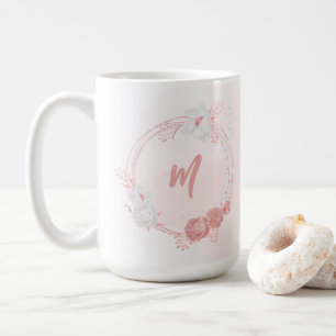 romantic pink & white flowers coffee mug