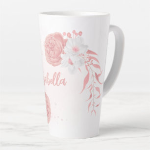 romantic pink & white flowers latte mug