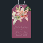 Romantic Pink & White Lilies on Fuchsia Gift Tags<br><div class="desc">These romantic wedding gift tags feature a fuchsia coloured background with watercolor pink and white lilies.  A delicate floral bouquet of lily flowers and greenery is printed on the top.</div>