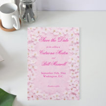 Romantic Pink & White Save The Date Card
