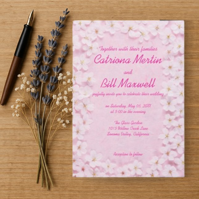 Romantic Pink & White Wedding Invitation (Creator Uploaded)