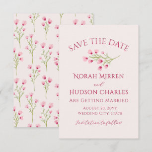 Romantic Pink Wildflowers Small Wedding Save The Date