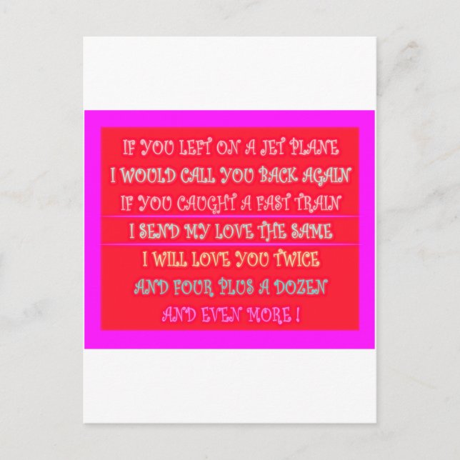 Romantic poems art for your loved one postcard (Front)