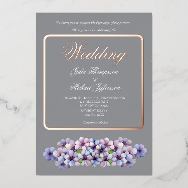 Romantic Poetic Lilac Watercolor Floral Wedding (Front)