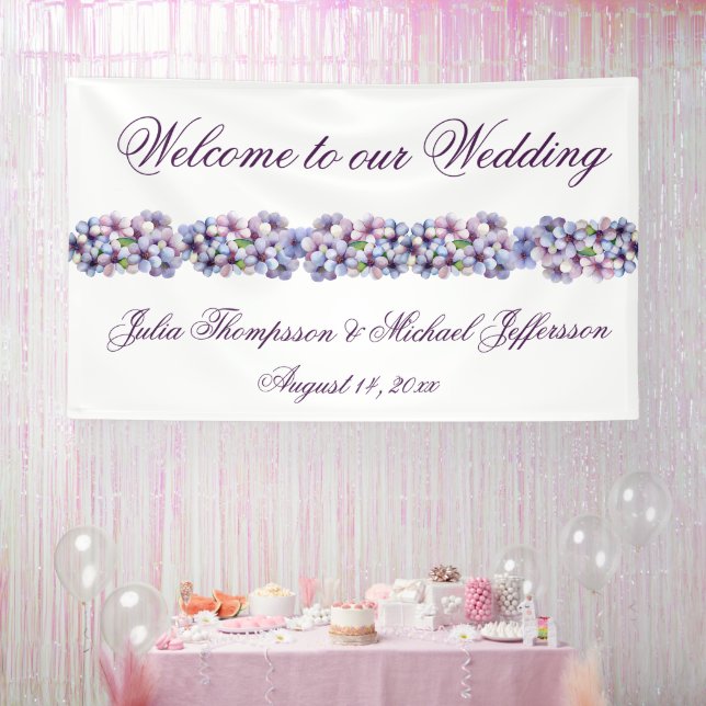 Romantic Poetic Lilac Watercolor Floral Wedding Banner (Party)
