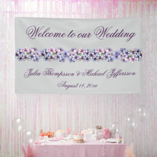 Romantic Poetic Lilac Watercolor Floral Wedding Banner