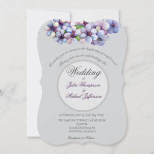 Romantic Poetic Lilac Watercolor Floral Wedding Invitation