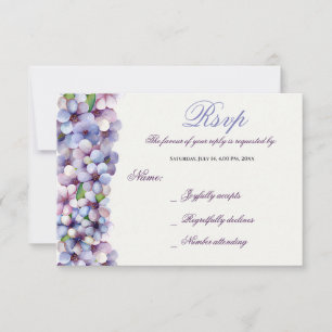 Romantic Poetic Lilac Watercolor Floral Wedding RSVP Card
