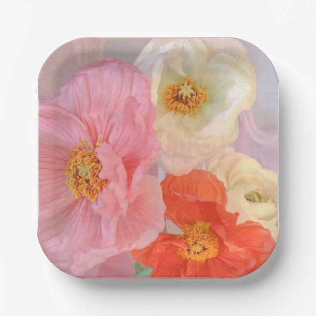 Romantic Poppies Paper Plate (Front)