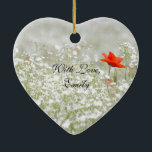 Romantic Poppy Flower Red White Meadow Nature Ceramic Tree Decoration<br><div class="desc">Romantic Poppy Flower Red White Meadow,  Nature Photography Ornament,  With Love,  Emily Typography,  you can change all text</div>