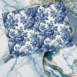 Romantic Powder French Blue Toile Vintage Floral Tissue Paper