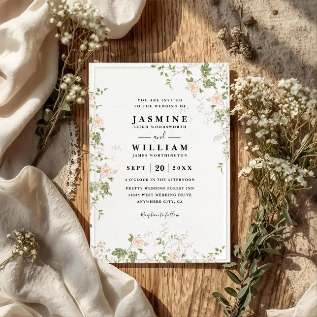 Romantic Precious Flowers Rustic QR Code Wedding Invitation (Creator Uploaded)