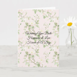 Romantic Pretty Blush Flowers Wedding Card