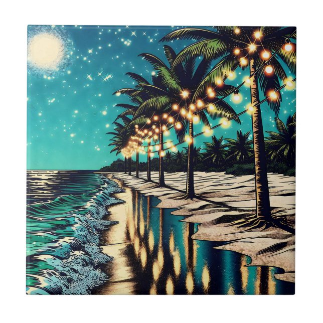 Romantic Pretty Coastal Art  Tile (Front)