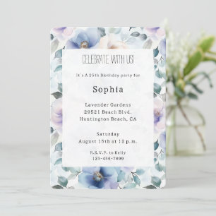 Romantic Pretty Lavender Flowers Birthday Invitation