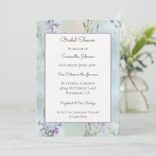 Romantic Pretty Lavender Flowers Bridal Shower Invitation