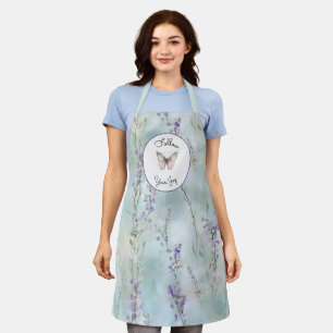 Romantic Pretty Lavender Flowers Butterfly Joy   Apron