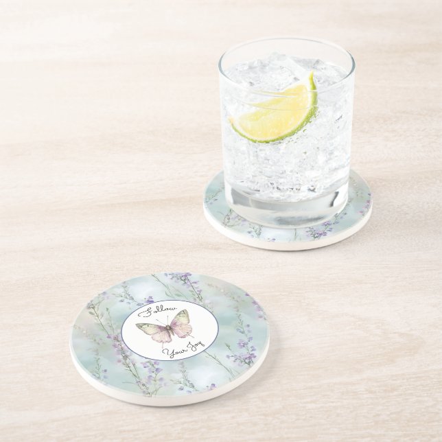 Romantic Pretty Lavender Flowers Coaster (Side)
