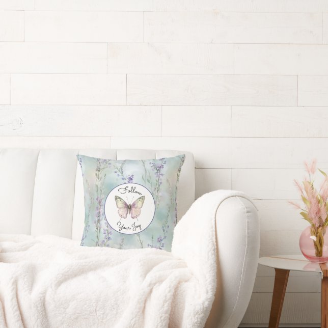Romantic Pretty Lavender Flowers Cushion (Couch)