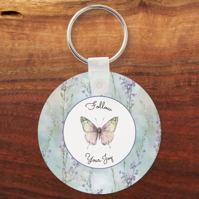 Romantic Pretty Lavender Flowers Key Ring (Front)