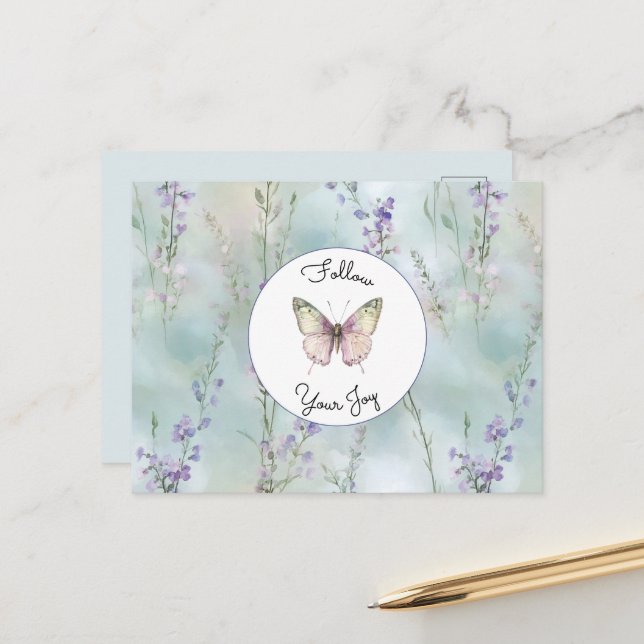 Romantic Pretty Lavender Flowers Postcard (Front/Back In Situ)