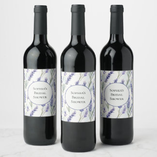 Romantic Pretty Lavender Purple Flowers Wine Label