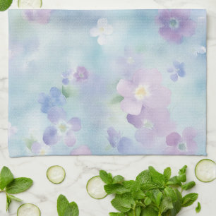 Romantic Pretty Lavender White Flowers Tea Towel