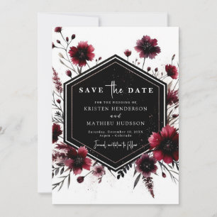 Romantic Printable Burgundy Wedding Save The Date